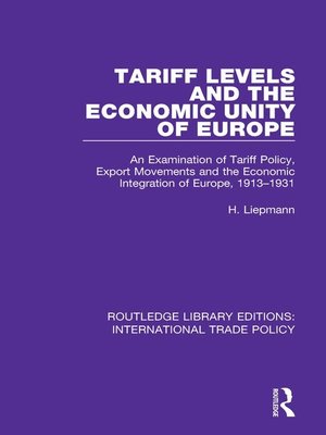 cover image of Tariff Levels and the Economic Unity of Europe